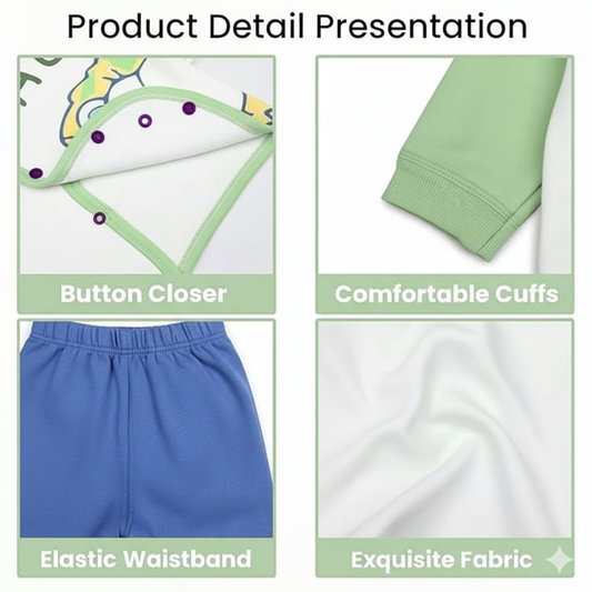 Newborn 0–3 Months Winter Clothing Set – Green Top and Blue Pant by WooAttire