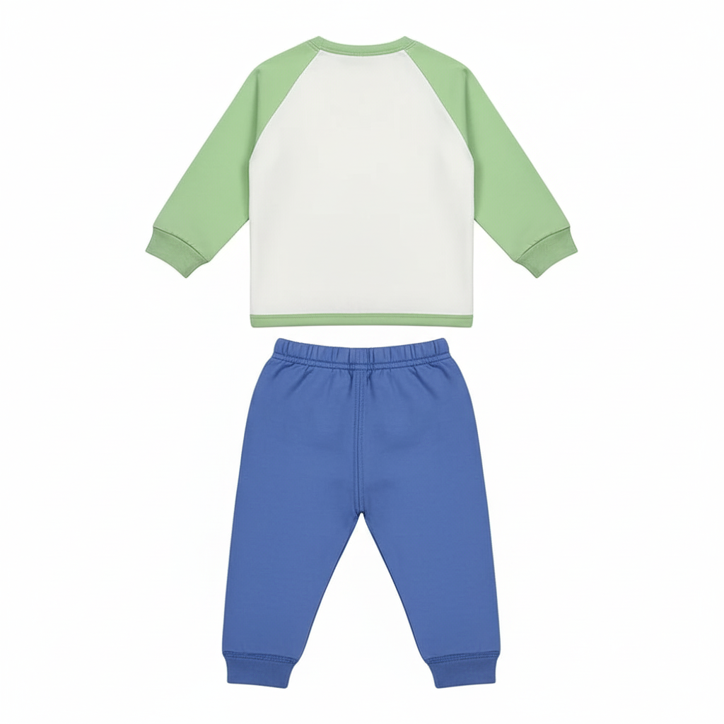 WooAttire Baby Winter Outfit 0–3 Months – Green & Blue 2-Piece Set