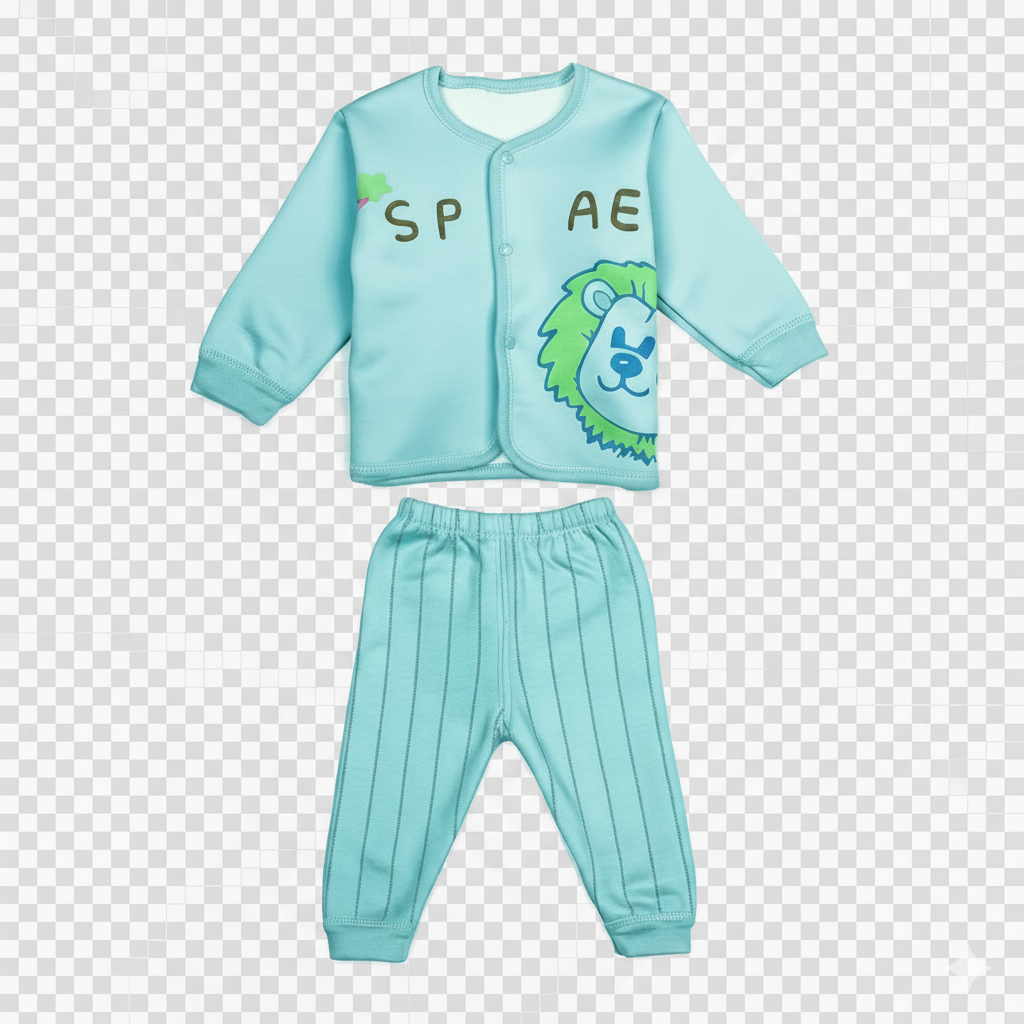 Fleece-Padded Baby Outfit in Green – Newborn Winter Wear