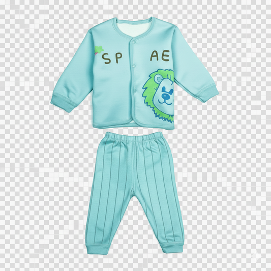 Fleece-Padded Baby Outfit in Green – Newborn Winter Wear