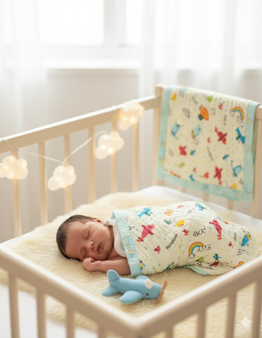 WooAttire 6-Layer Muslin Blanket Folded View