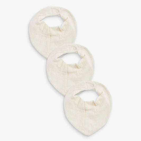 Cream Muslin Baby Dribble Bibs Pack of 3 | Soft Cotton Feeding Bib for Newborn & Infants
