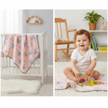 Baby nursery blanket with cute koalas and bunnies print