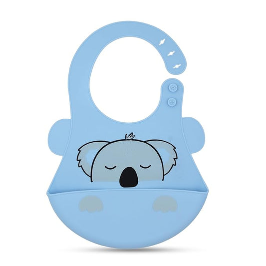 WooAttire Pastel Blue Silicone Baby Bib – Soft & Waterproof
