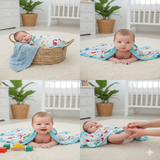 6-Layer Cotton Muslin Baby Blanket 110x110 cm – Powder Blue