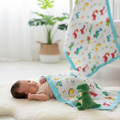 WooAttire Powder Blue Muslin Baby Blanket with Sky Blue Border