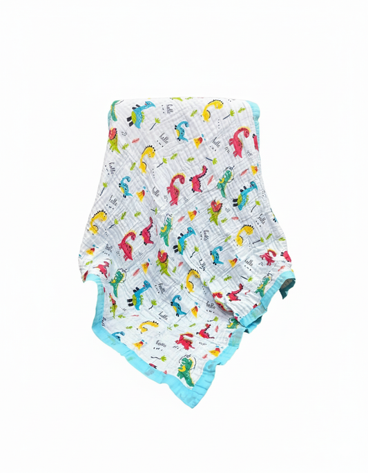 Soft Breathable Muslin Blanket for Newborns and Toddlers – Blue