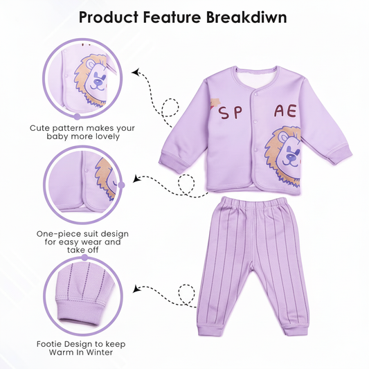 Infant 2-Piece Winter Dress with Full Sleeves – Purple Set