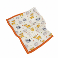 Newborn and Toddler Cotton Blanket – Yellow with Orange Trim