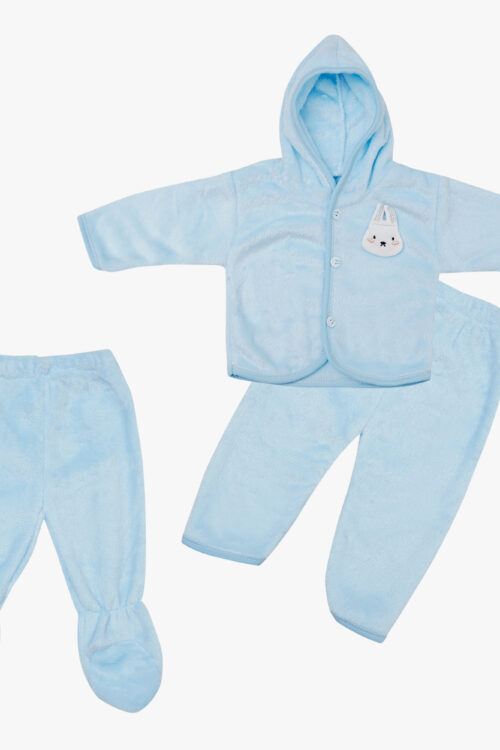 WooAttire Newborn Baby Boy Winter Hoodie Suit with 2-Pyjamas (1-Closed Toe Pyjama and 1-Open Toe Pyjama)